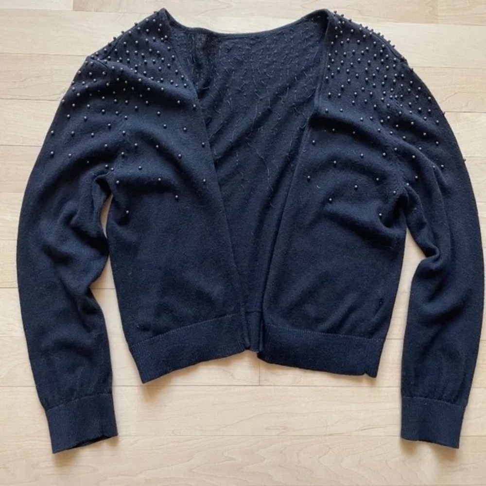 Beautiful Black Knit Hand-beaded Bolero Jacket